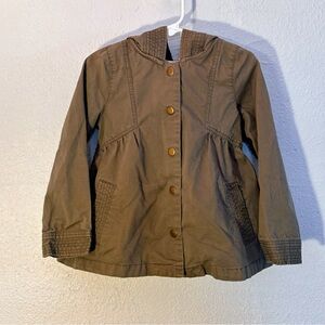Aspen Kids Hooded Jacket - Girls 4T - Army Green Coat - Spring Transitional